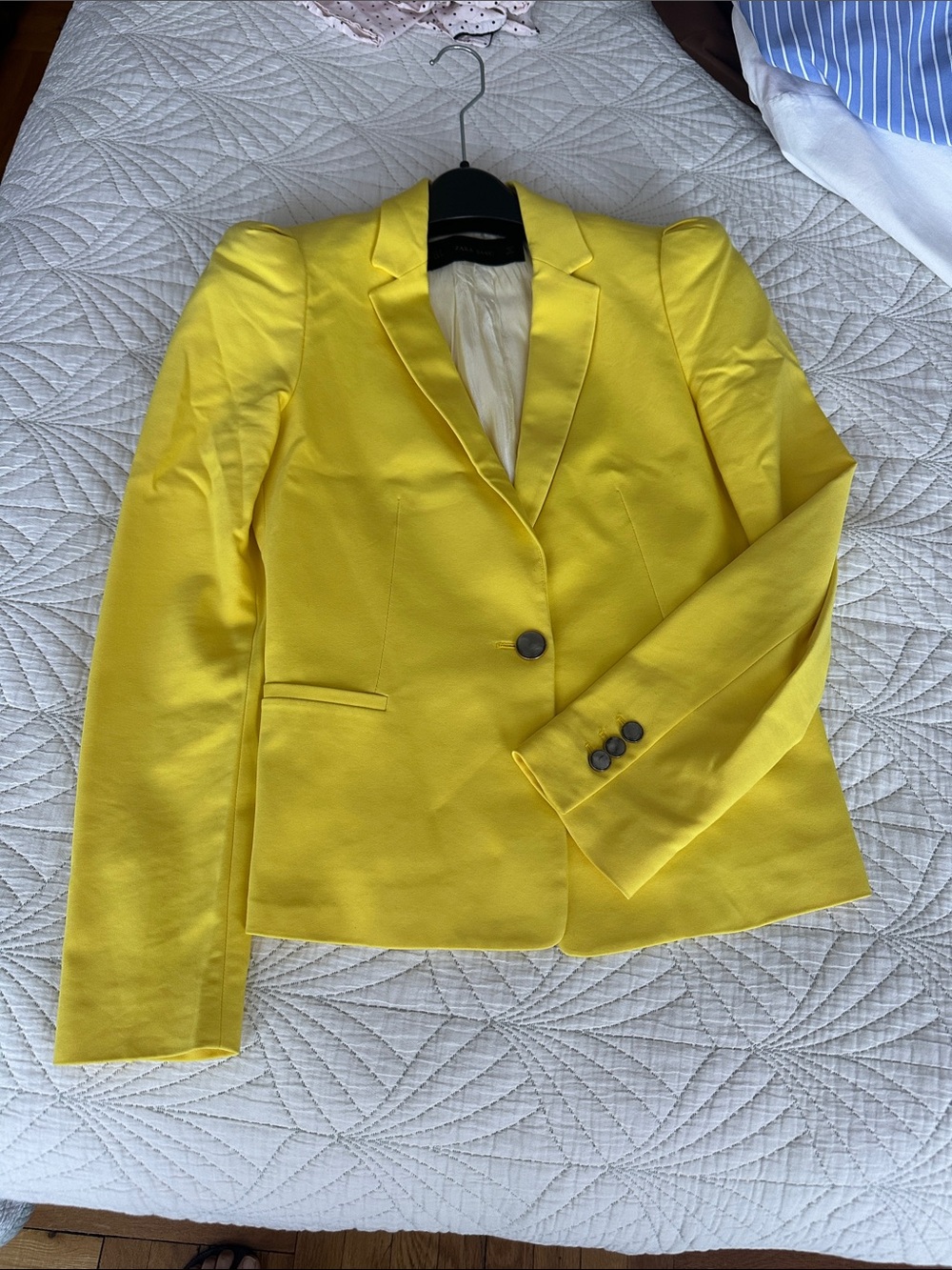 Zara Bright Yellow Single-Button Tailored Blazer